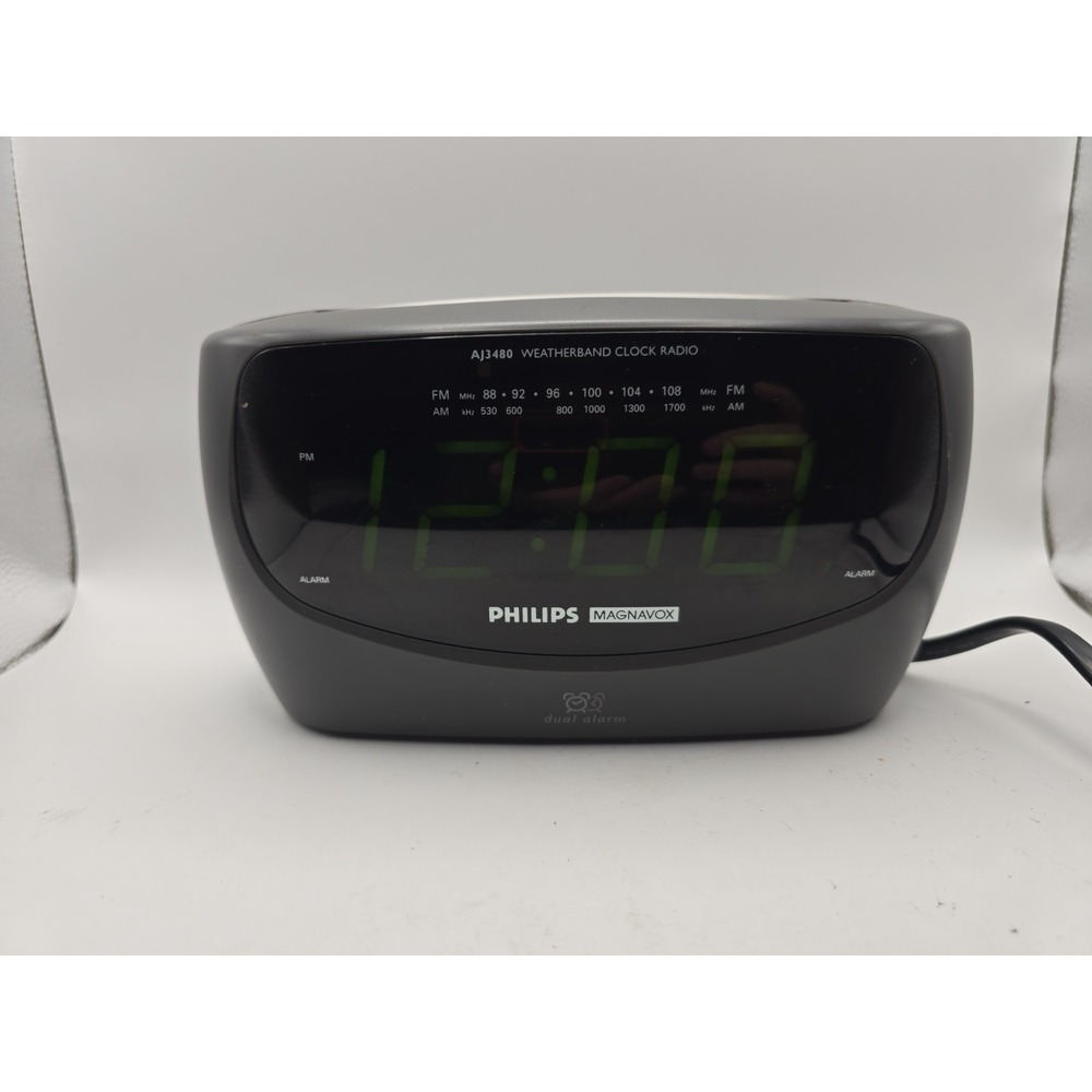 Phillips Magnavox AJ3480 Weatherband Clock Radio Dual Alarm Am Fm Tested